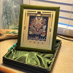 Nanjing Yunjin Brocade framed artwork featuring a dragon motif